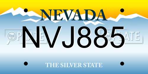 NVJ885 Nevada License Plate