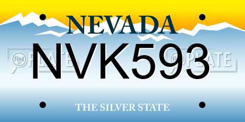 NVK593 Nevada License Plate