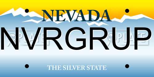 NVRGRUP Nevada License Plate