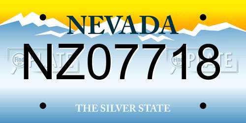 NZ07718 Nevada License Plate
