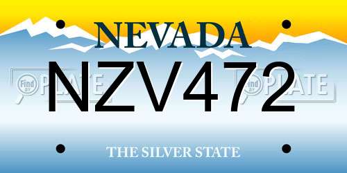NZV472 Nevada License Plate