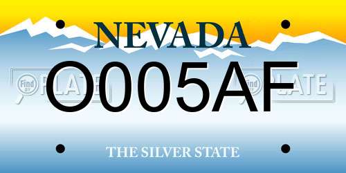 O005AF Nevada License Plate