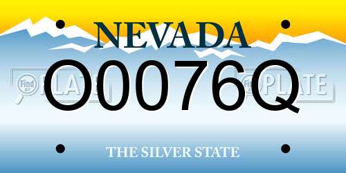 O0076Q Nevada License Plate
