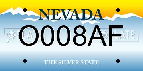 O008AF Nevada License Plate