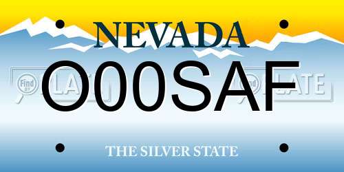 O00SAF Nevada License Plate