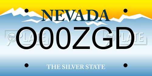O00ZGD Nevada License Plate