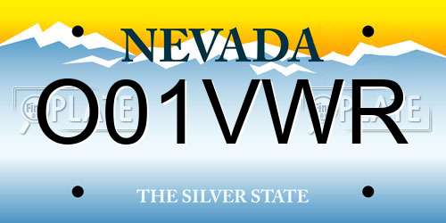 O01VWR Nevada License Plate