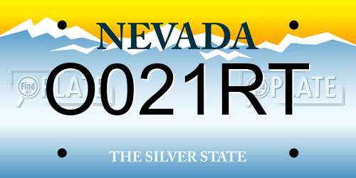 O021RT Nevada License Plate