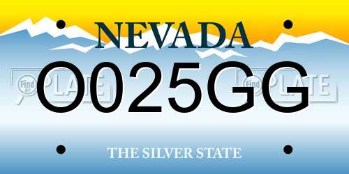 O025GG Nevada License Plate