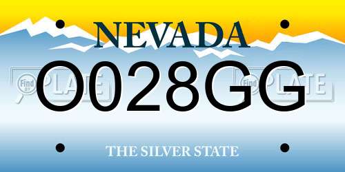 O028GG Nevada License Plate