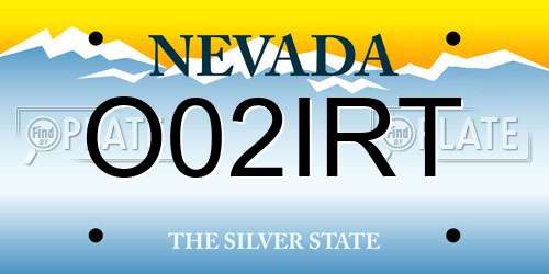 O02IRT Nevada License Plate
