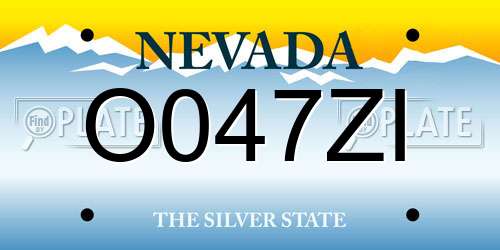 O047ZI Nevada License Plate