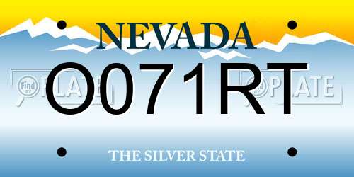 O071RT Nevada License Plate