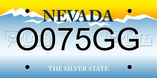 O075GG Nevada License Plate