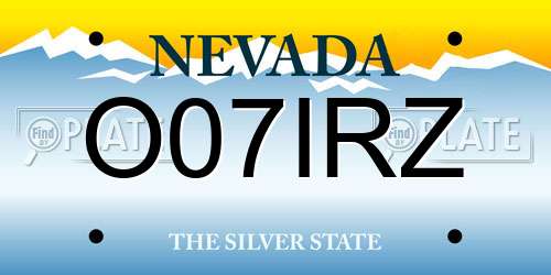 O07IRZ Nevada License Plate