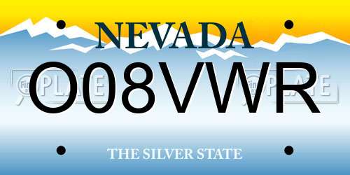 O08VWR Nevada License Plate