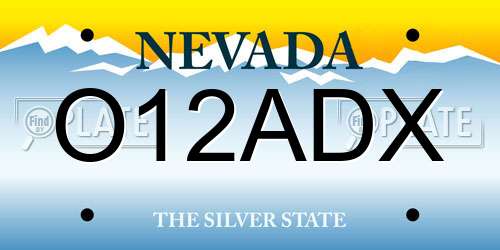 O12ADX Nevada License Plate
