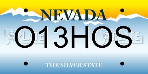 O13HOS Nevada License Plate