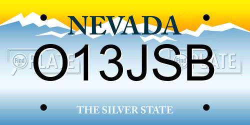 O13JSB Nevada License Plate