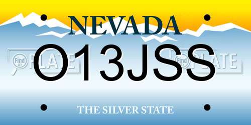 O13JSS Nevada License Plate