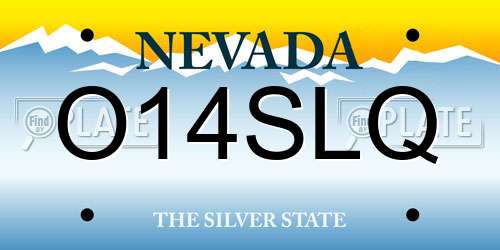 O14SLQ Nevada License Plate