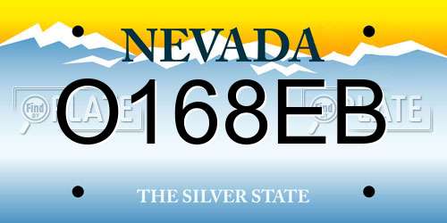O168EB Nevada License Plate