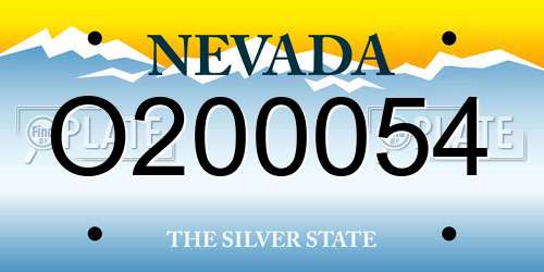 O200054 Nevada License Plate