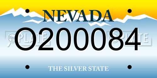 O200084 Nevada License Plate