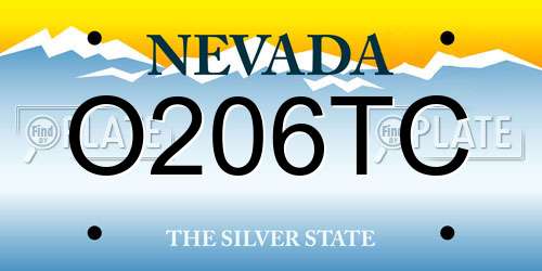 O206TC Nevada License Plate