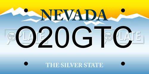 O20GTC Nevada License Plate