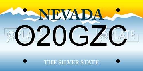 O20GZC Nevada License Plate