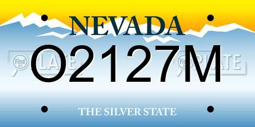 O2127M Nevada License Plate