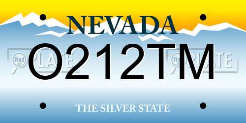 O212TM Nevada License Plate