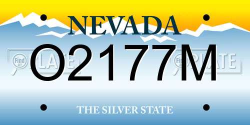 O2177M Nevada License Plate