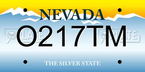 O217TM Nevada License Plate