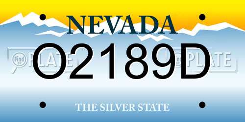 O2189D Nevada License Plate