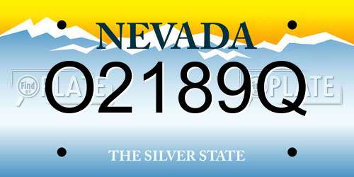 O2189Q Nevada License Plate