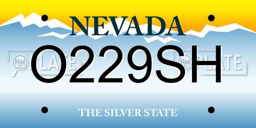 O229SH Nevada License Plate