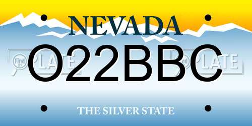 O22BBC Nevada License Plate