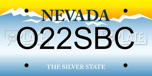 O22SBC Nevada License Plate