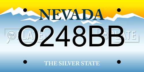O248BB Nevada License Plate