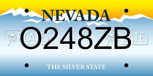O248ZB Nevada License Plate