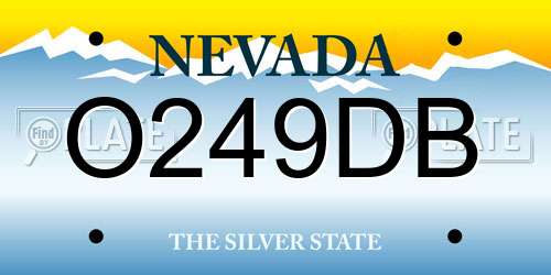 O249DB Nevada License Plate