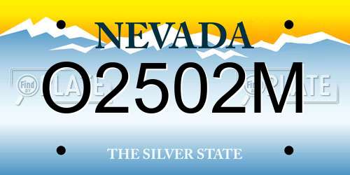 O2502M Nevada License Plate