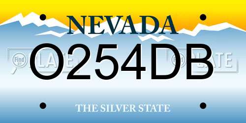 O254DB Nevada License Plate