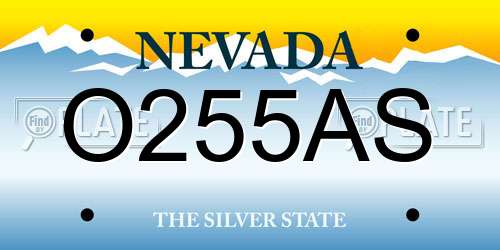 O255AS Nevada License Plate