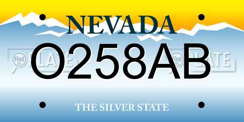 O258AB Nevada License Plate
