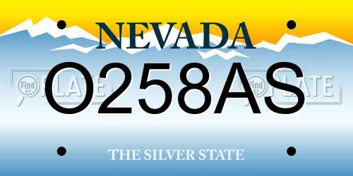 O258AS Nevada License Plate