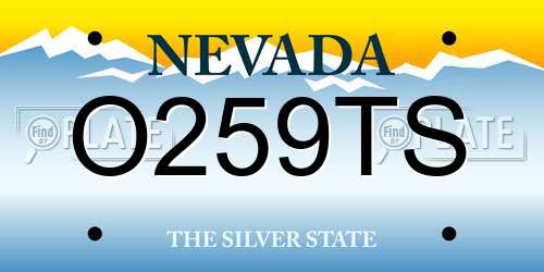 O259TS Nevada License Plate