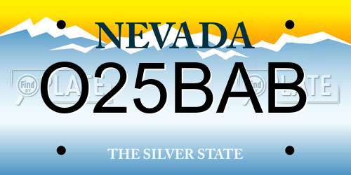 O25BAB Nevada License Plate